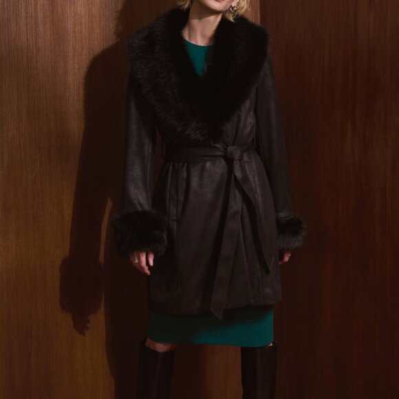 Joseph Ribkoff Fur Trim Coat - Picture 3 of 9